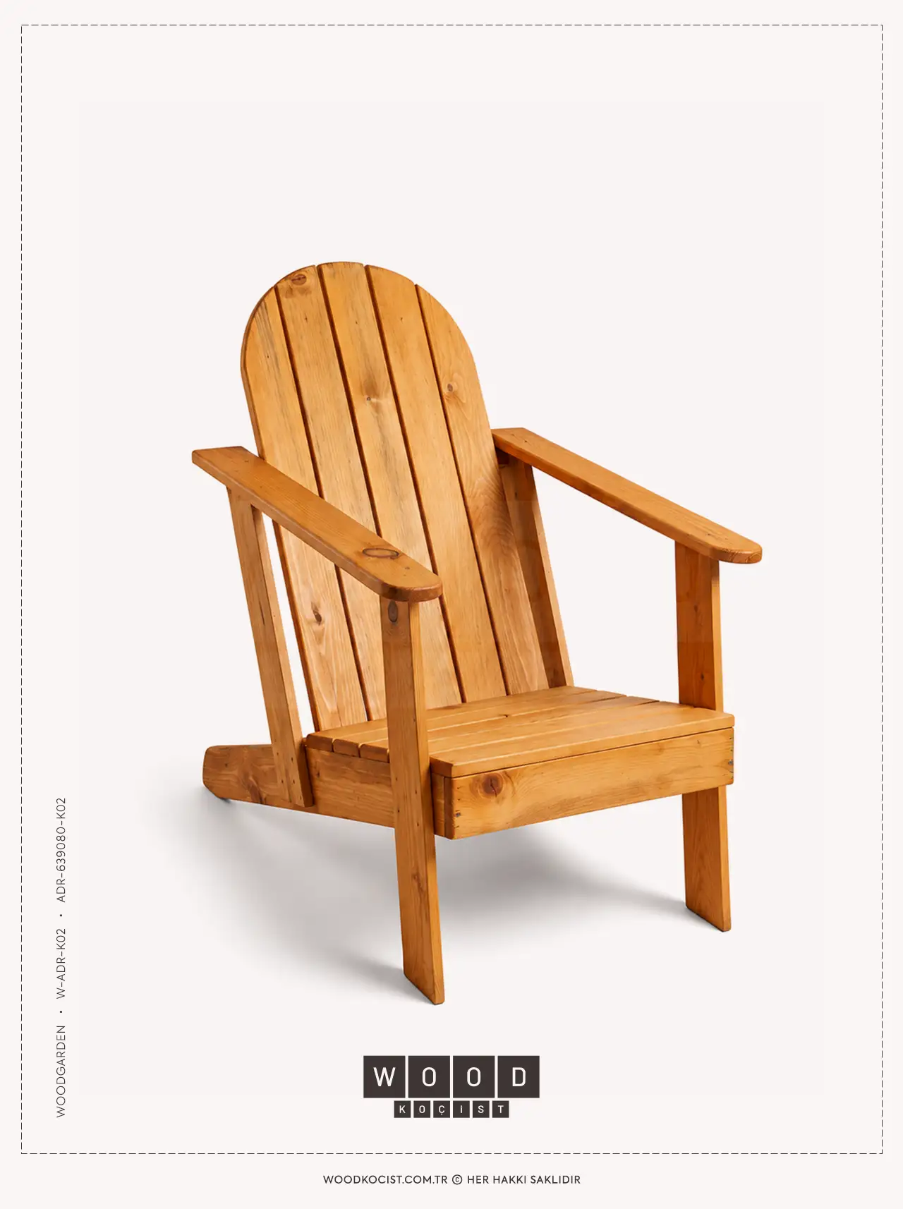 W-ADR-K02 Klasik Seri Küçük Boy Adirondack Sandalye ürünümüze ait stüdyo fotoğraf çekimi